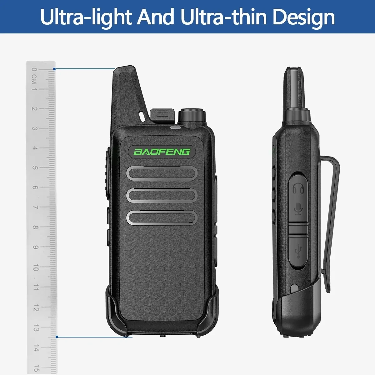 2/6 PCS Baofeng BF-T20 FRS Mini Walkie Talkie 22 Channels High Power Long Range USB Charging Multi Functional Two Way Ham Radio