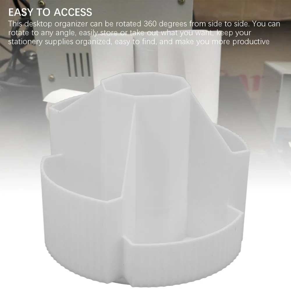 ABS Rotating Pen Holder 360 Degree Rotating 5 Segments Pencil Storage Organizer Multifunction Large Capacity Desk Accessories