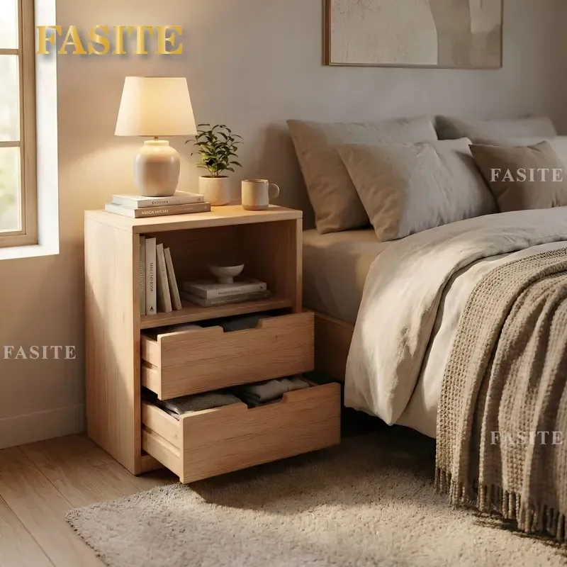 For Pure Solid Wood Bedside Table Log Style Bedroom Nightstand Storage Cabinet Locker Rack 2026 New Chinese Style Popular