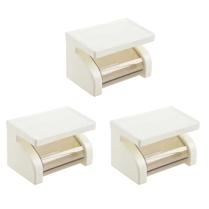 3X Waterproof Toilet Paper Holder Tissue Roll Stand Box With Shelf Rack Bathroom