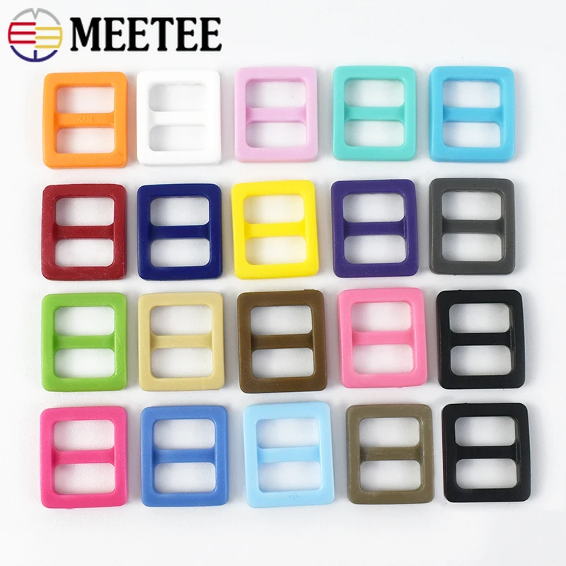 50-200Pcs 10mm Plastic Buckles Bag Strap Tri-Glide Slider Ring Buckle Adjuster Clasps Clip Webbing Sewing Hardware Accessories