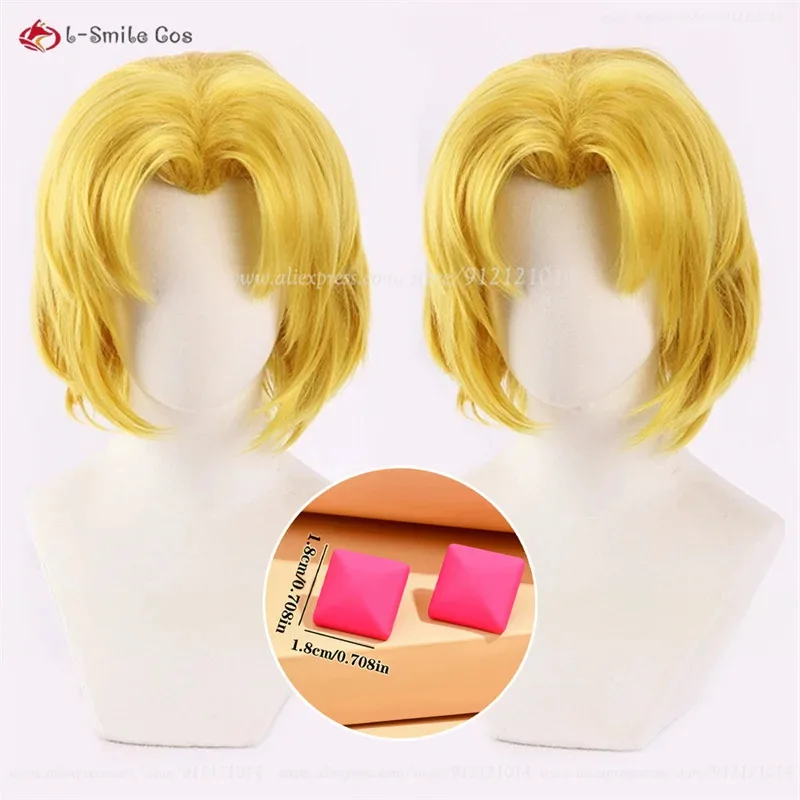 أنيمي إيفا Akagi Ritsuko تأثيري 32 سنتيمتر قصيرة الذهبي الأصفر الباروكات مقاومة للحرارة الاصطناعية الشعر هالوين ازياء + غطاء شعر مستعار