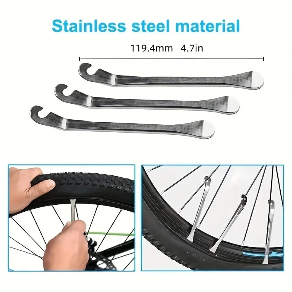 Glue-Free Tire Repair Kit with Air Pump - Portable Set with Multi-Function Tools & Wrenches for Motorcycles, Bicycles & Cars