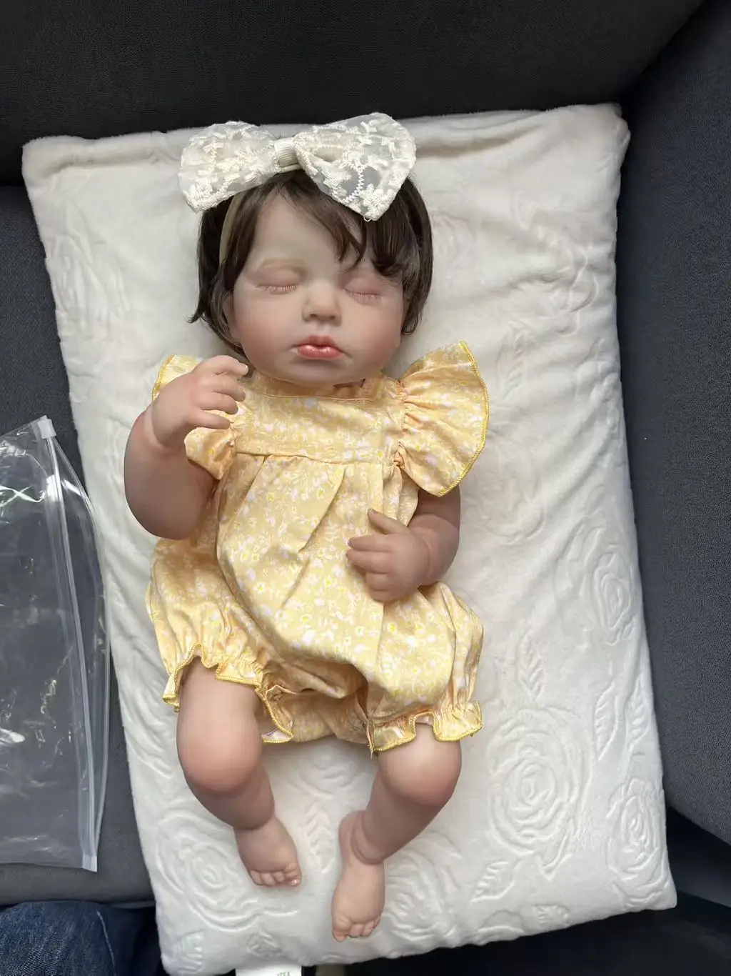 19-calowa silikonowa lalka Reborn LouLou, śpiąca, ręcznie malowana, skóra 3D z widocznymi żyłkami, Muñeca Bebe, zabawki dla dziewczynek