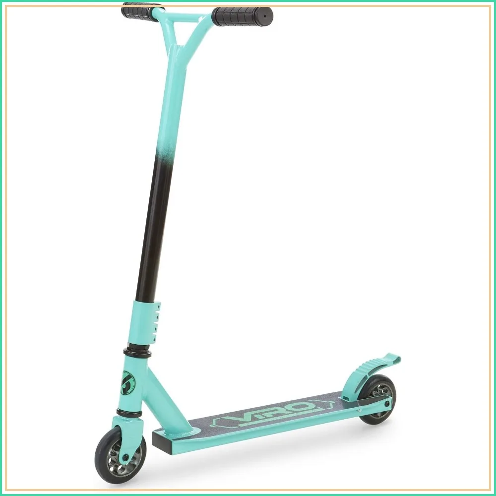 

Pro Stunt Scooter for Tricks, Lightweight Aluminum, 100mm PU Wheels, ABEC-7 Bearings, Rear Brake, Teal