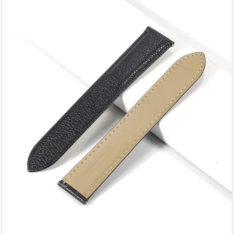 Antarmuka Datar Gelang Jam Ekor Ganda Mewah untuk Cartier London Gesper Lipat Kulit Asli Hitam Aksesori Perubahan Cepat