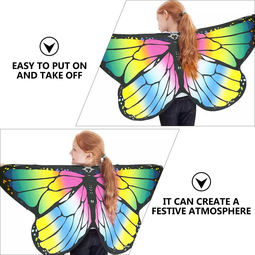 

1Set Halloween Butterfly Cloak Creative Colorful Kids Cloak Cartoon Cosplay Mask Children Party Costume Photo Prop