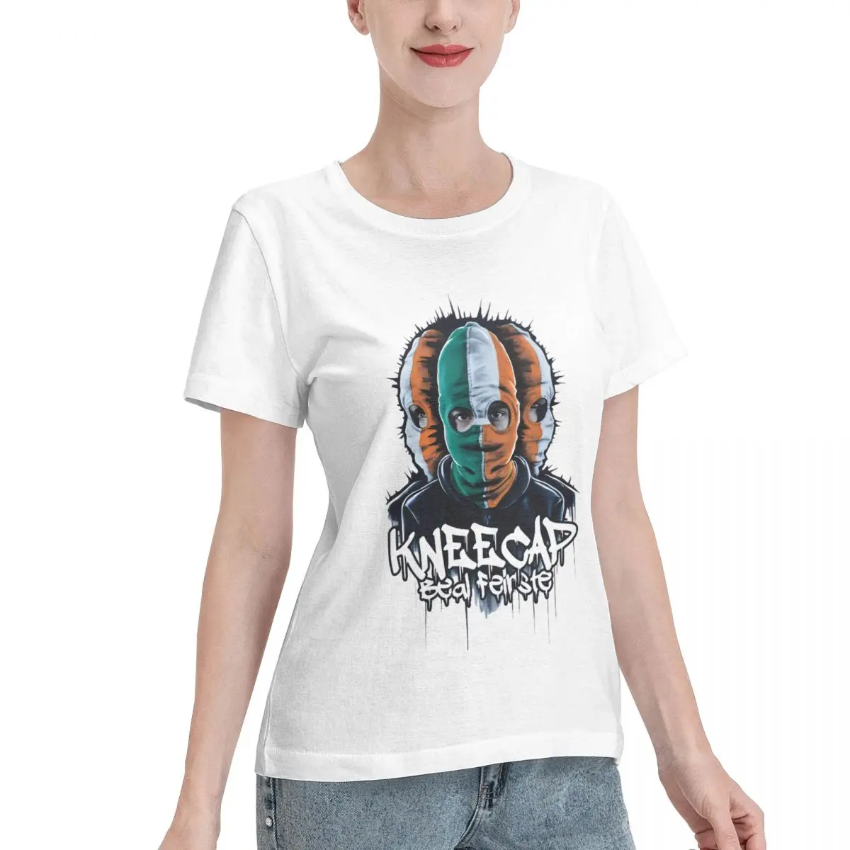 Discount KneeCap Belfast Irish Gaeilge Republican Design Women's T-shirt Shopping Outdoor Casual Top