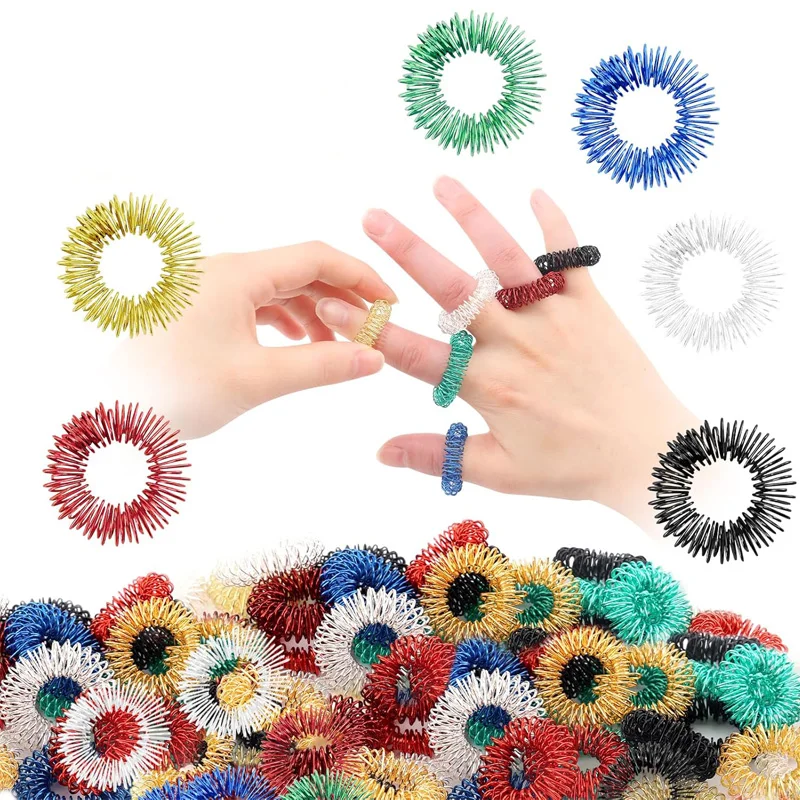 Acupressure Spiky Sensory Rings Finger Massager Roller Silent Fidget Toys For Focus And Stress Relief Anxiety Creative Gifts