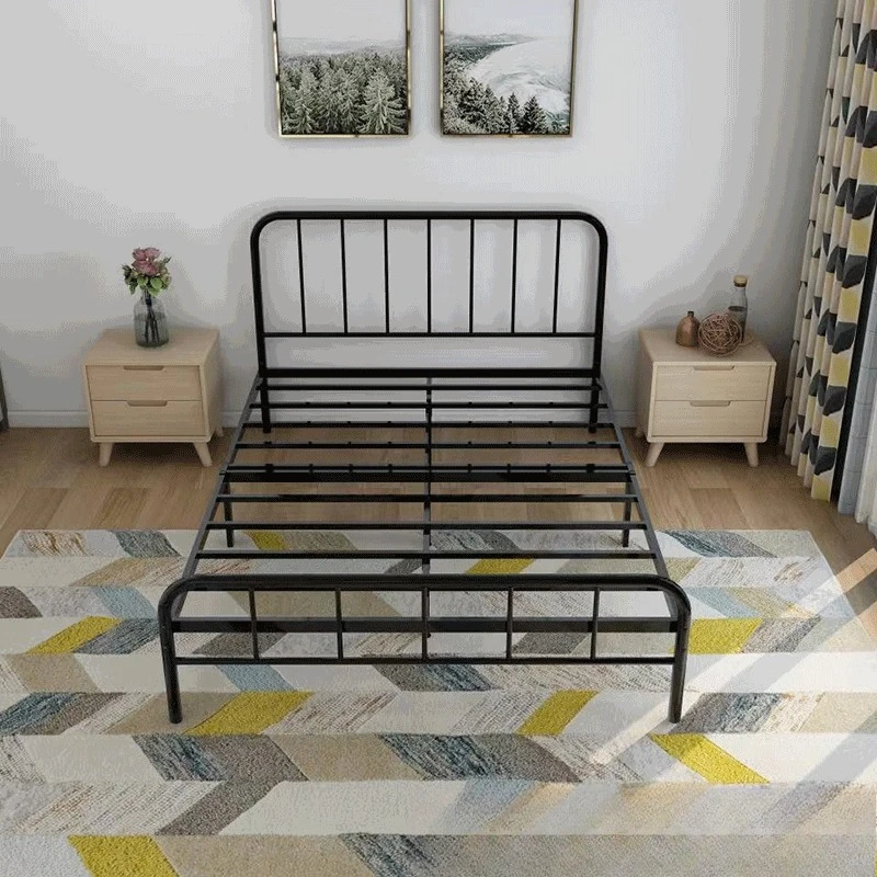 Double wrought iron bed, bed and breakfast iron frame, thickened and thickened, modern and simple