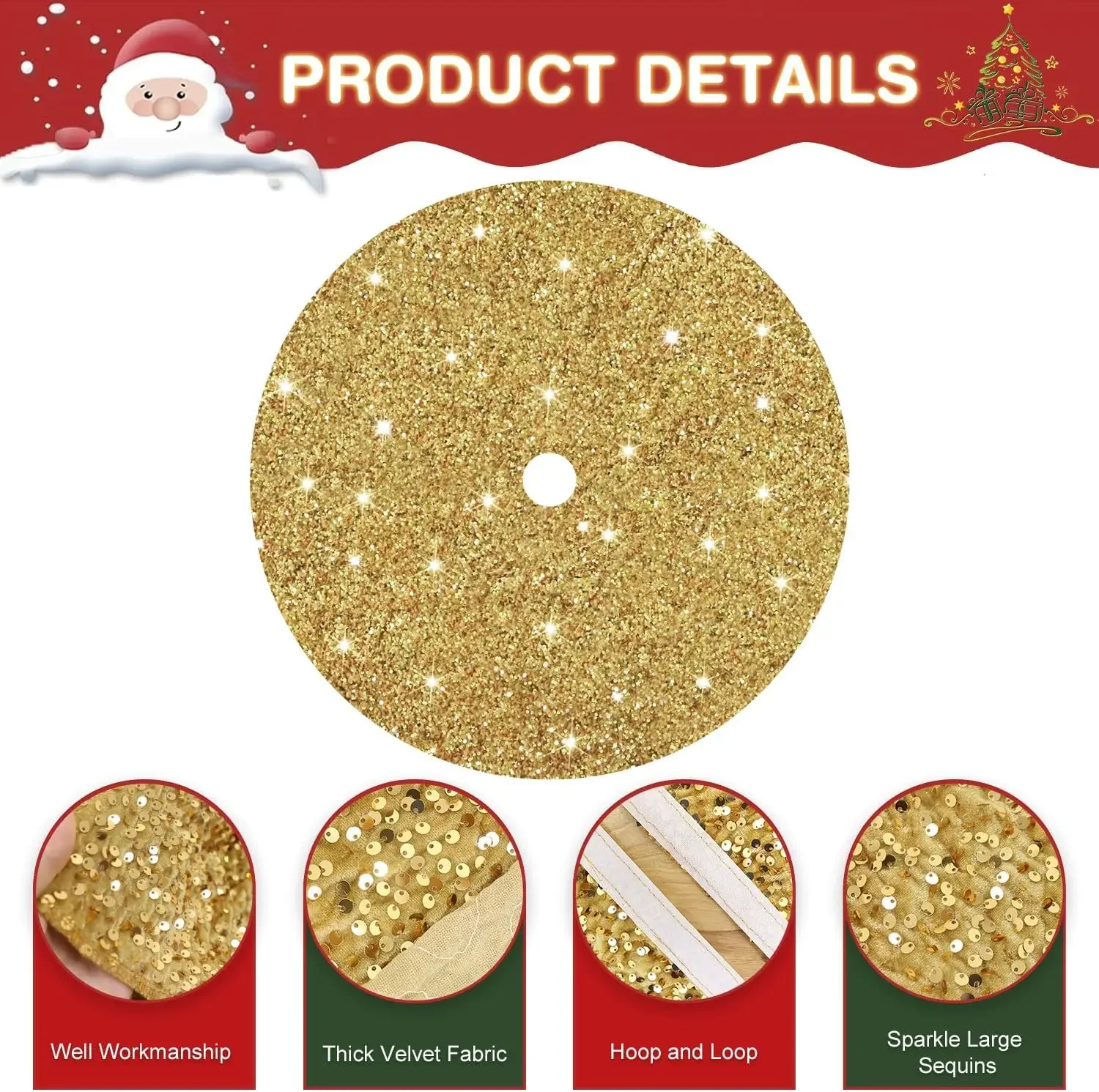 Christmas Tree Skirts Round Living Room Sequined Tree Skirts Carpet Floor Mat Xmas Festive Home Christmas Tree Decorations