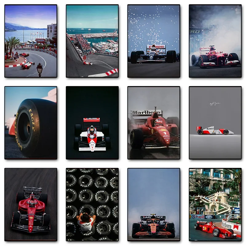 Vintage Racing Cars Poster Print  Canvas Wall Art for Living Room Bedroom Home Decor Race Track Car Enthusiasts Gift