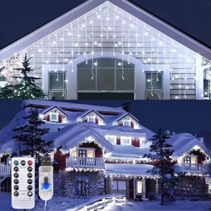 3.5m Icicle Curtain Garland on The Window USB Power Fairy Lights Festoon with Remote New Year Garland Led Lights Christmas Decor