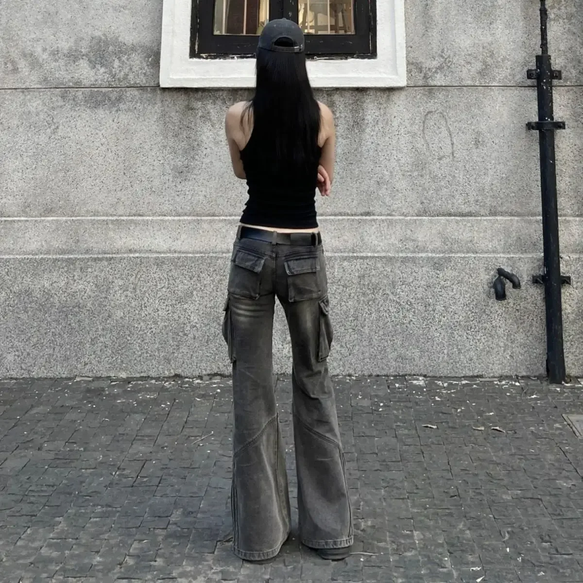 

Винтажные черные расклешенные джинсы, осень 202, американские ретро модные брюки с высокой талией, женская уличная одежда, широкие джинсовые брюки Y2K