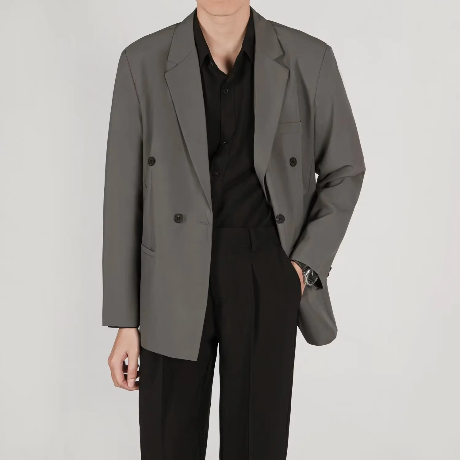 

92 Spring and Autumn Straight Outerwear Single-Breasted Suit Dress Temperament Small Suit Solid Color Men's Jacket