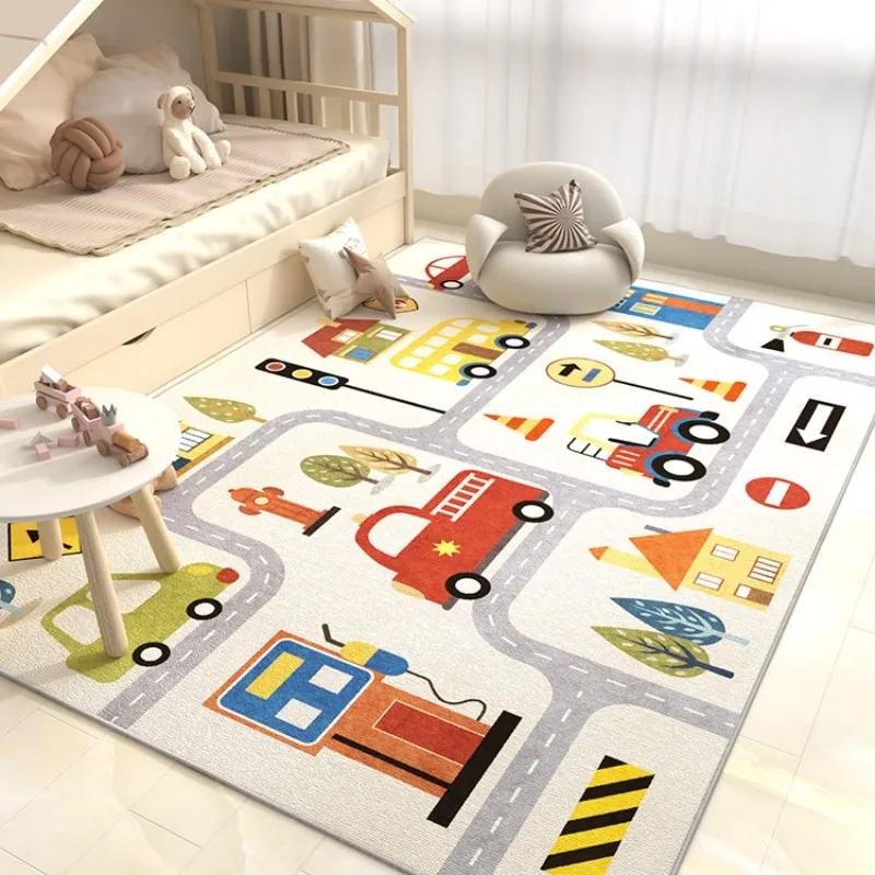 Alfombra antideslizante de dibujos animados para decoración de dormitorio de niños, alfombras nórdicas para sala de estar, alfombra lavable para el