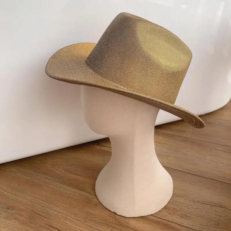 652F Lightweight Fedora Hat Woman Men Felt Ladies Cowboy Hats Party Sequins Hat Bonnet Men Windproof Hat