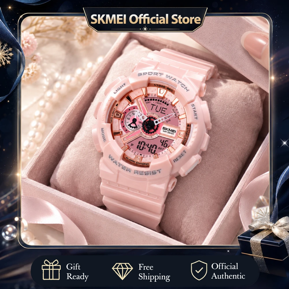 SKMEI 1834 Sports Digital Watches Women Fashion Wristwatches 50M Waterproof Men Outdoor Clock World 4Time LED Alarm Week Date