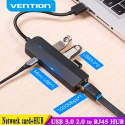 Vention USB Ethernet Adapter USB 3.0 2.0 to RJ45 Gigabit Ethernet with Micro USB Charger Port for Network Hard Disk Ethernet HUB