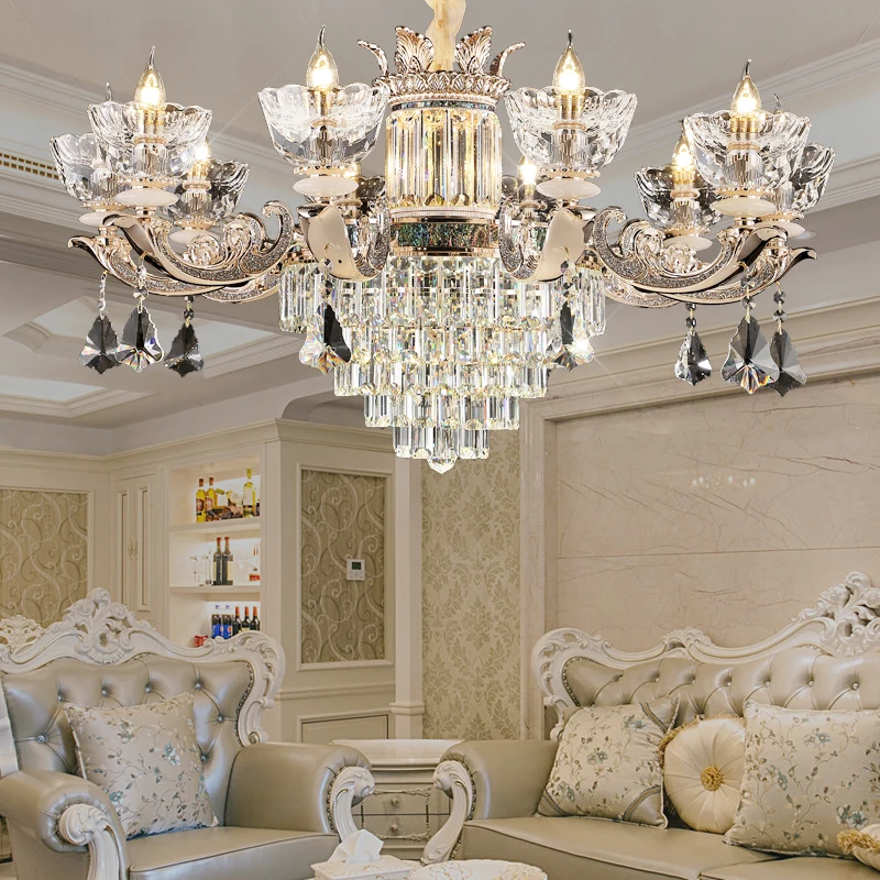 European Villa Building Crystal Chandelier Living Room Luxury Atmosphere Home Diningroom Bedroom Chandelier Duplex Building Lamp