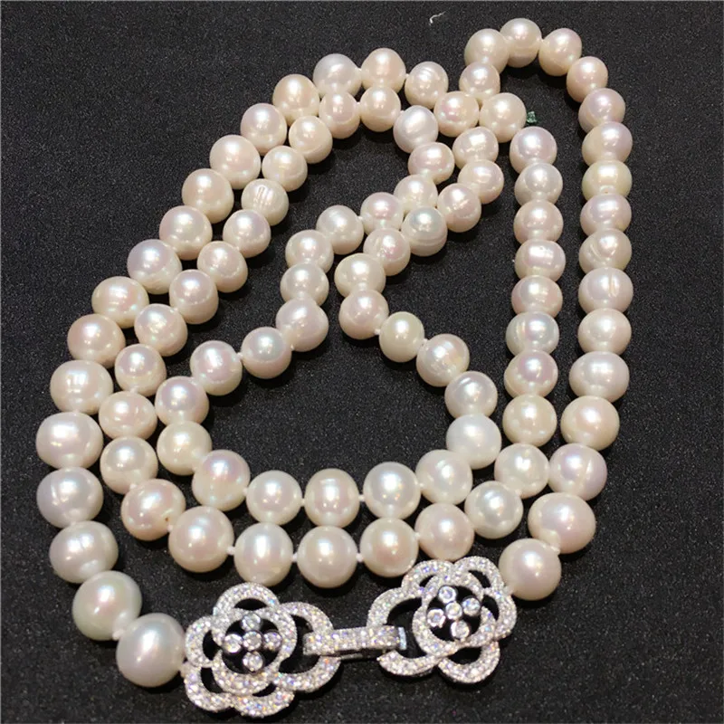 

NEW Hot sell 8-9mm 60cm white natural freshwater pearl necklace long sweater chain fashion jewelry