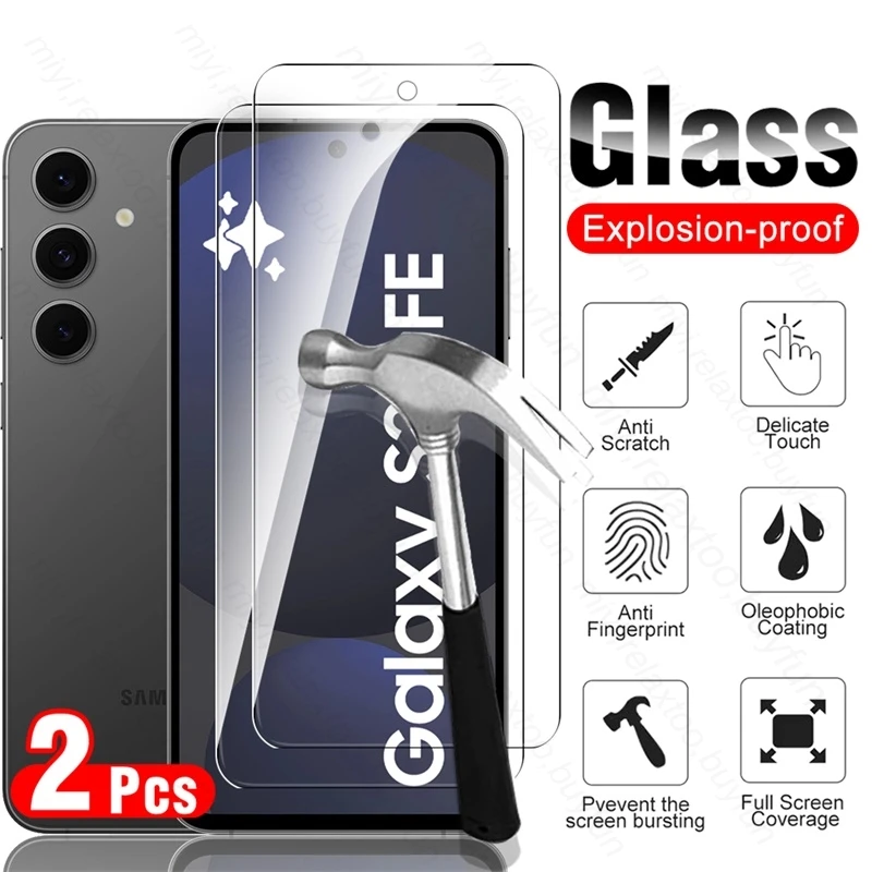 S24FE Glass 2Pcs 9H Premium Screen Protector for Samsung Galaxy S24 FE Protective Glass on Symsung Samsing Galaxi Glaxy S 24 FE