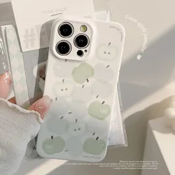 Summer green apple Oil Painting fresh art Phone Case For iPhone 16 15 14 13 12 11 Pro Max Xr Case Cute Cartoon shockproof Cover
