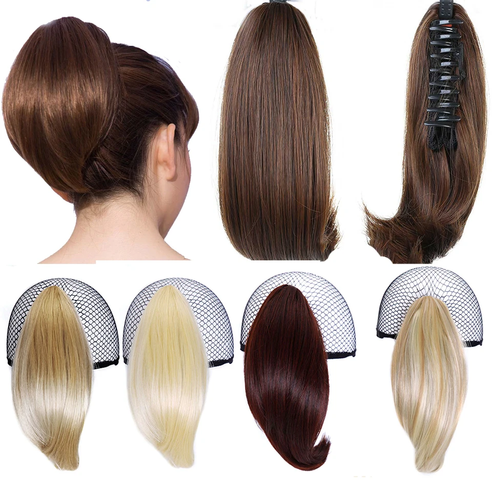 NC Synthetic Women Claw on Ponytail Clip in Hair Extensions straight  Pony Tail Hairpiece Black Brown Blonde Hairstyles hair