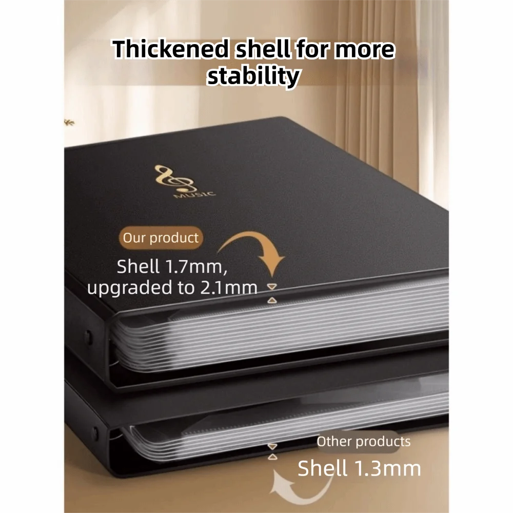 

A4 Sheet Music Folder Spiral Waterproof Document Organizer Index Post Loose-leaf Storage Piano Score Storage Holder Music Book