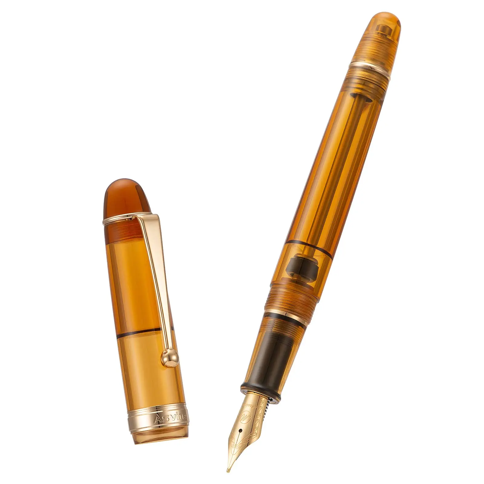 

Asvine V126 Vacuum Filling Fountain Pen EF F M Nib Transparent Brown Acrylic Writing Gift Set Office Supplies