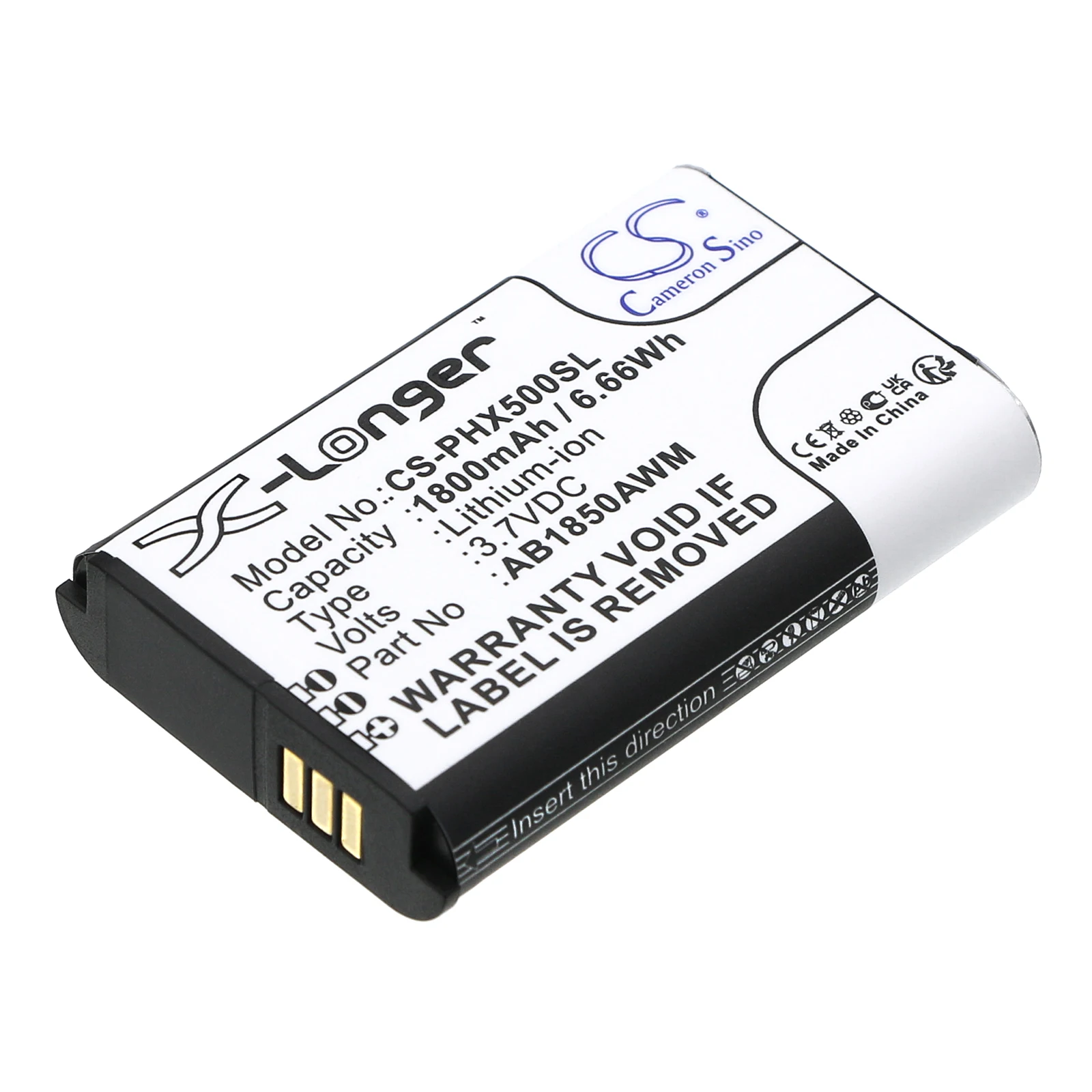 Batería de repuesto CS para Philips AB1720AWM, AB1790AWM, Xenium 9@9K, Xenium 9A9K, Xenium X500 AB1850AWM 1800mAh/6,66W