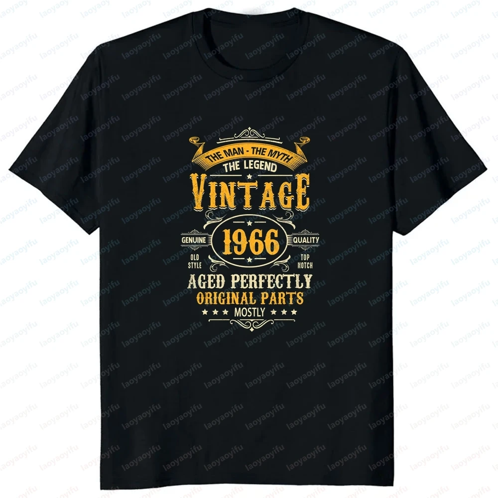 60th Birthday Vintage 1966 Man Myth Legend Retro Birthday Gift Short-Sleeved Men's and Women's Shirt Comfortable T-Shirt
