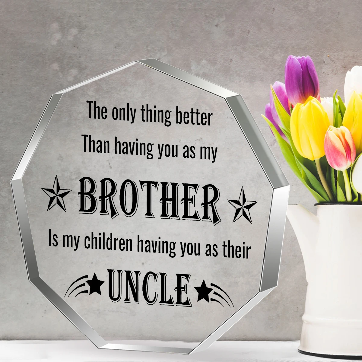 1pc Acrylic Brother & Uncle Appreciation Plaque, Transparent Commemorative Gift, Ideal for Birthday, Anniversary, Graduation
