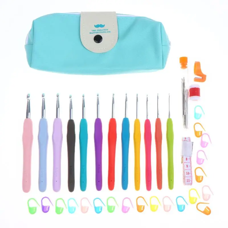 Tragbares Häkelnadel-Set, mehrfarbige Stricknadeln mit Aufbewahrungstasche, Werkzeugset zum Weben für DIY-Strick-, Näh- und Bastelprojekte. – Detail 14