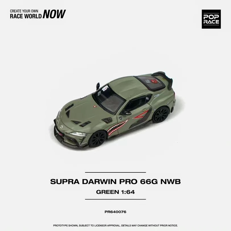 POPRACE 1/64 Toyota GR SUPRA DARWIN PRO 66G NWB Legering Speelgoed Motor Diecast Metaal Model Gift