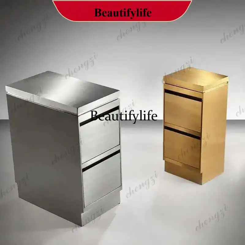 P182 Salon Trolleys Beauty Salon Tool Cart Barber Shop Storage Cart with Drawer Brushed Stainless Steel Salon Furniture