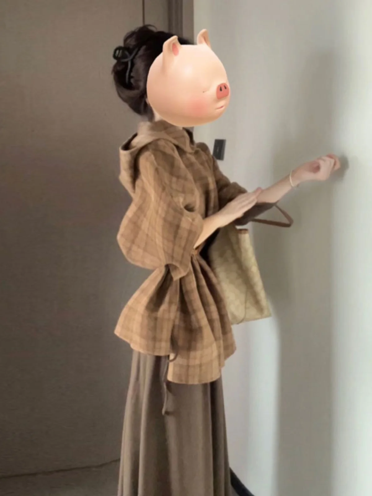 

Elegant Woolen Coat And Skirt Set Three Piece Fashionable Women's Clothing Comfortable Mid-Waist Long Sleeve Hooded Cardigan