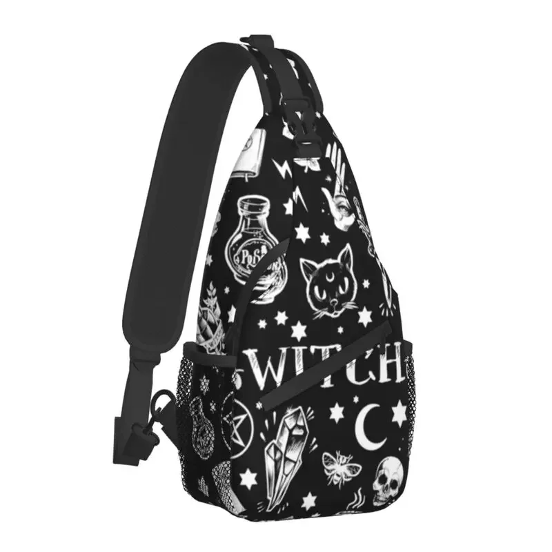 Halloween Witchcraft Witch Sling Crossbody Backpack Men Occult Witchy Magic Chest Shoulder Bag for Cycling Camping Daypack