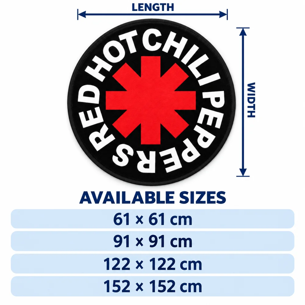 Band Red Hot C-Chili P-Peppers Round Shaped Rug Flannel Floor Mat for Bedroom Living Room Entryway Indoor Carpet Home Decor Gift