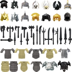 MOC Medieval Knights Weapons Military Solider Figures Gifts Building Blocks Helmets Armor Vests Shield Accessories Mini Brickss