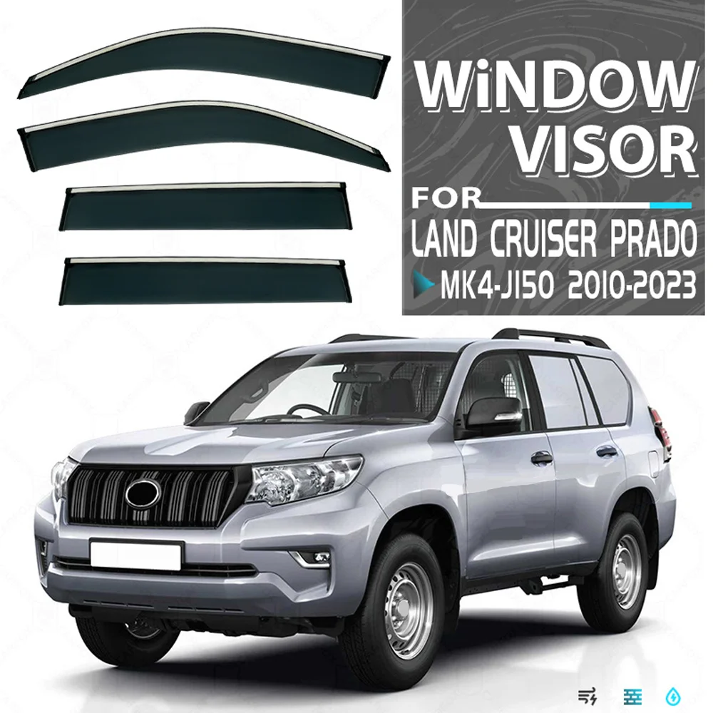 

Chrome Strips Rain Guards for TOYOTA Land Cruiser Prado J150 2010-2023 Window Visor Wind Deflectors Door Visor Vent Shades