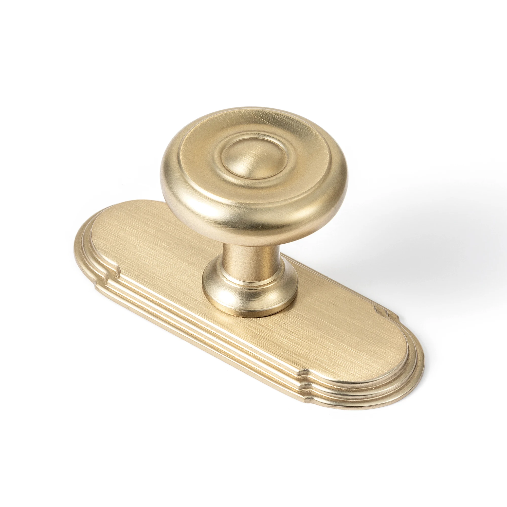 Goo-Ki Antique Brass Cabinet Knobs, 2-3/4 in Orbit Rim Backplates, 6 Pack Zinc Alloy Construction, Art Deco Stepped-Ring Profile, Warm Aged-Gold Tone, For Kitchen Cupboards, Vanities And Dressers
