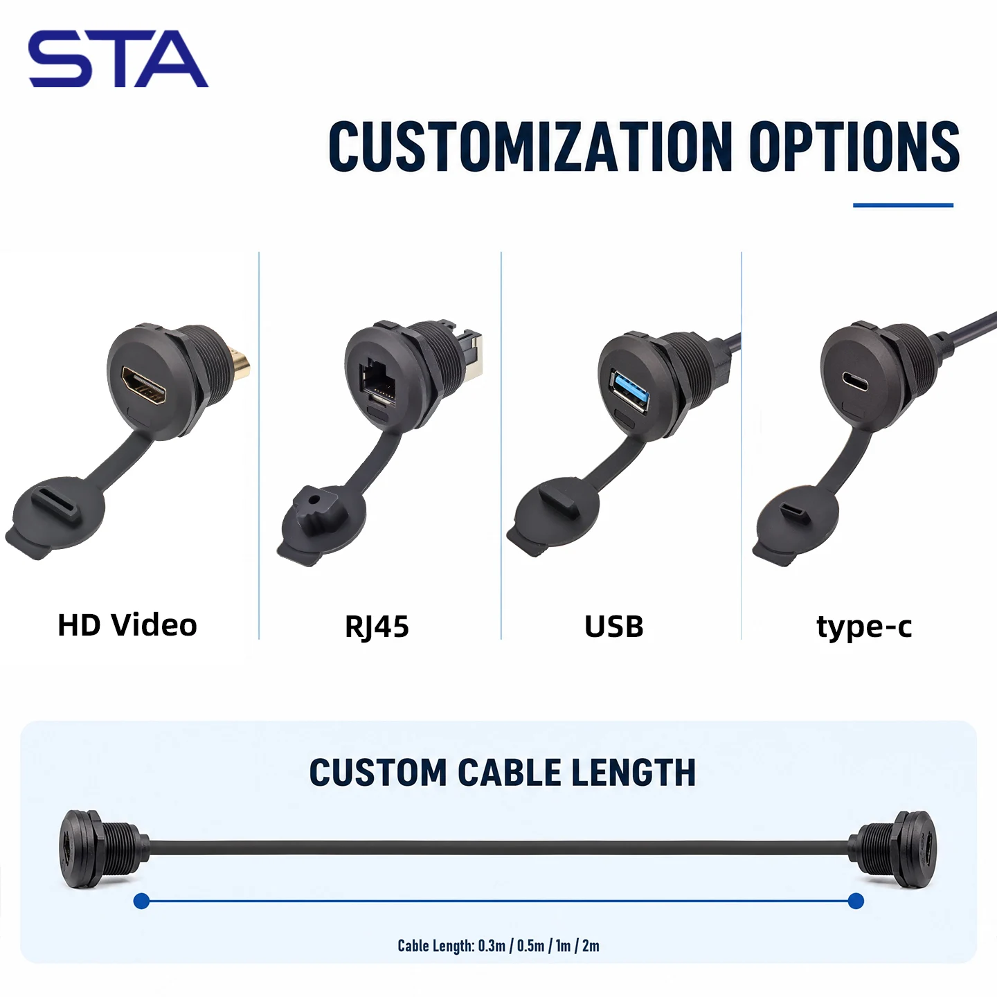 EP FDDI IP67Waterproof Connector SC/LC Single Mode Single/Double Core Fiber Optic Internet Cable Bulkhead Mount Aviation Socket