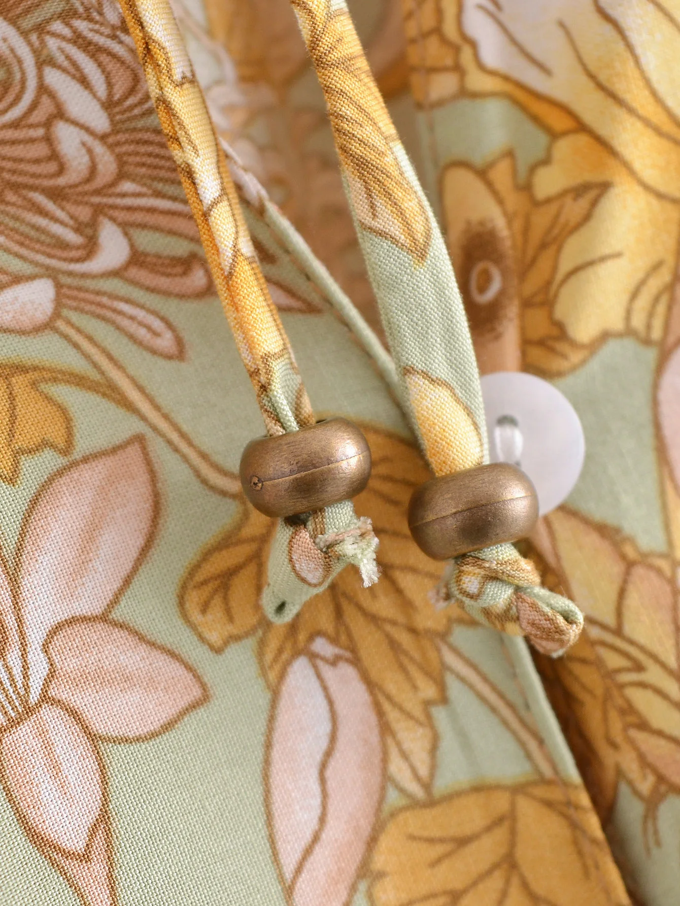 BOHO Orange Floral Print Women Long sleeve Dress Holiday Tide Bow Sashes Center Buttons Maxi Dresses Holiday Robe Vestido