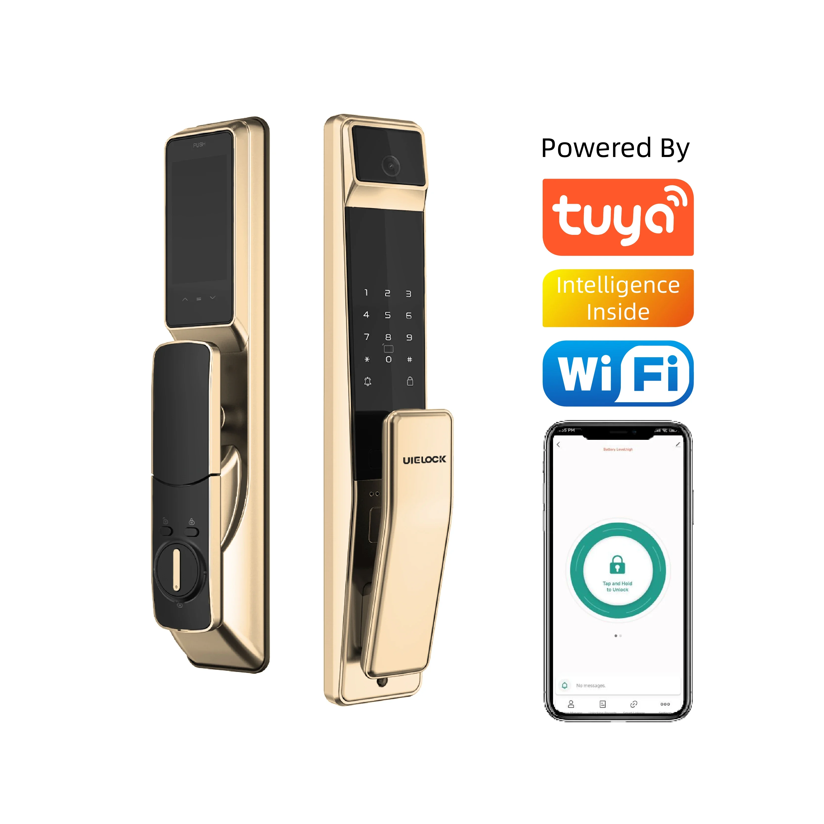 

Uielock Factory Price Face Recognition Tuya Smart Door Lock With Wifi Keyless Smart Lock With Camera Fingerprint Smart door lock