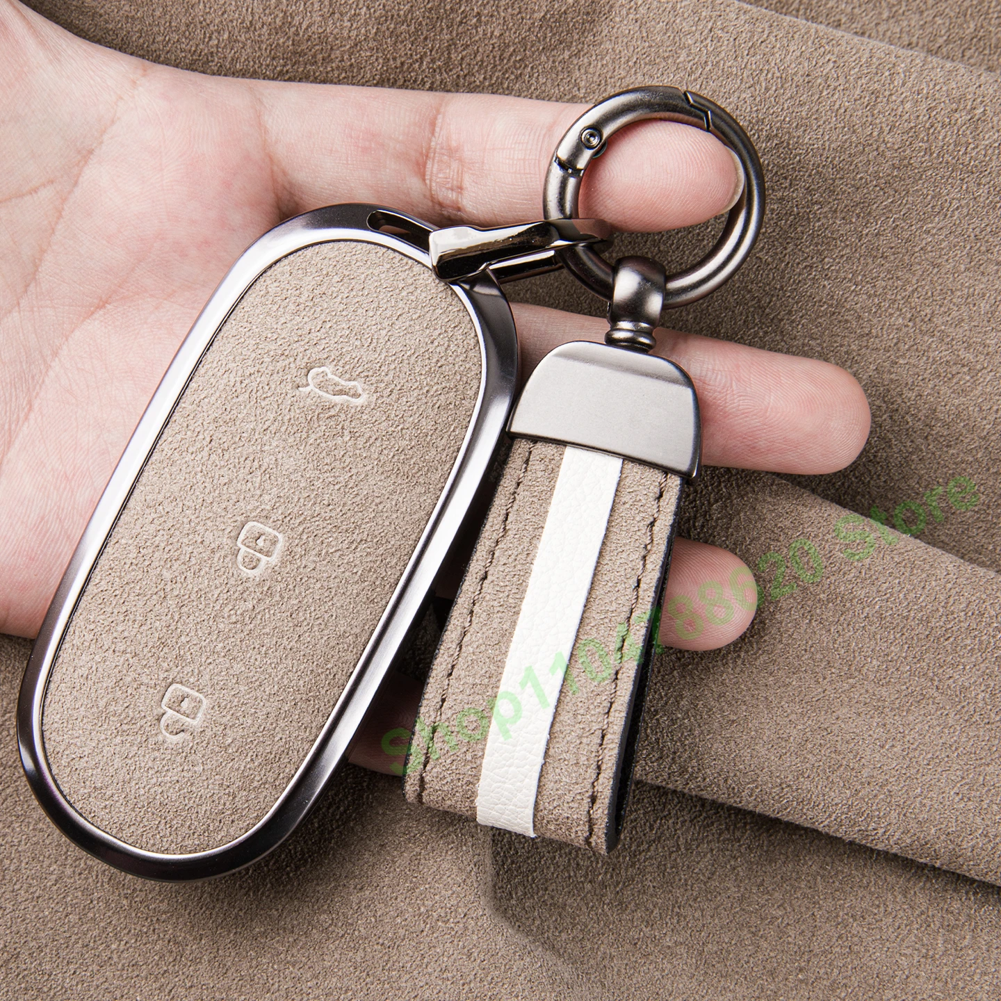 For Ideal Lixiang L7 L8 L9 Key Cover High-grade Flip Fur Pure Electric I8/i6 Card Suede Protective Case Buckle Keychain