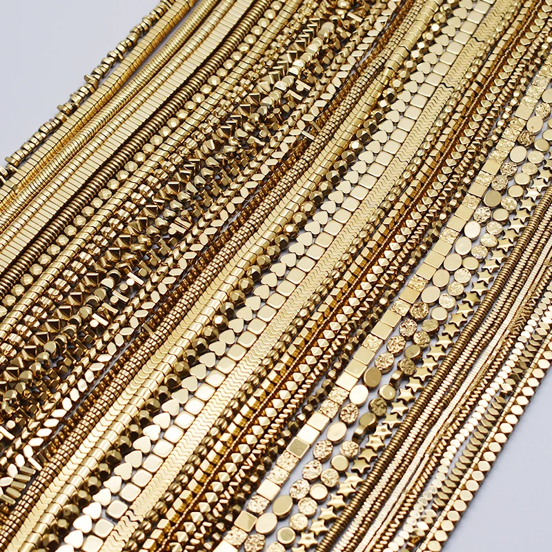 New 45 Style Plating Gold Color Retention Natural Hematite Stone Spacer Loose Beads For Jewelry Making DIY Bracelet Necklace