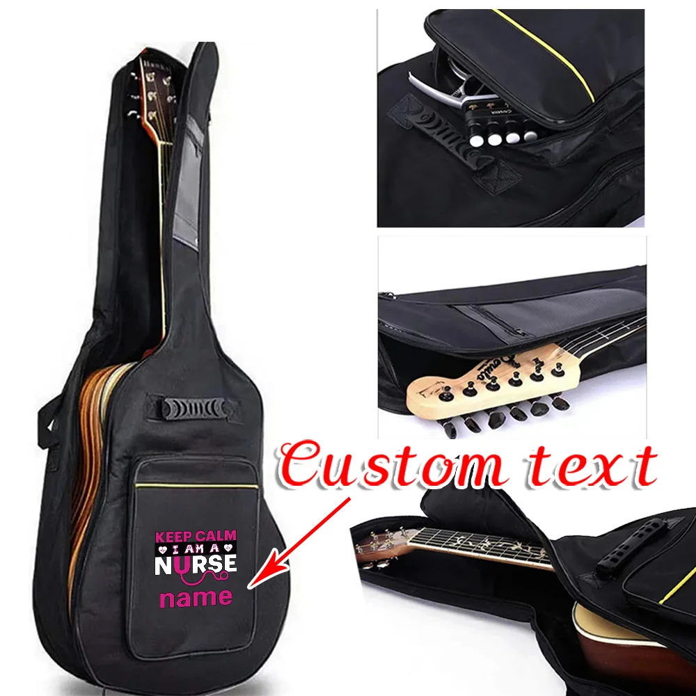 

Персонализированные сумки для гитары с индивидуальным именем, 36-41 дюймов, пылезащитный рюкзак для хранения инструментов на молнии, большой вместительный карман для гитары