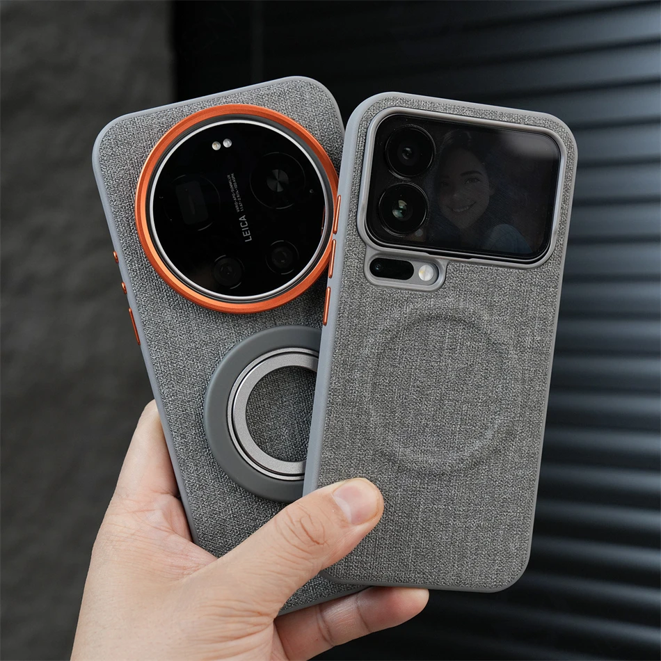 Magnetyczne etui do Xiaomi Mi 17 Pro Max 14 15 Ultra Mi17 5G, luksusowa tekstura tkaniny, odporne na wstrząsy, ze stopową osłoną obiektywu, kompatybilne z ładowaniem Magsafe. — zdjęcie produktu 3