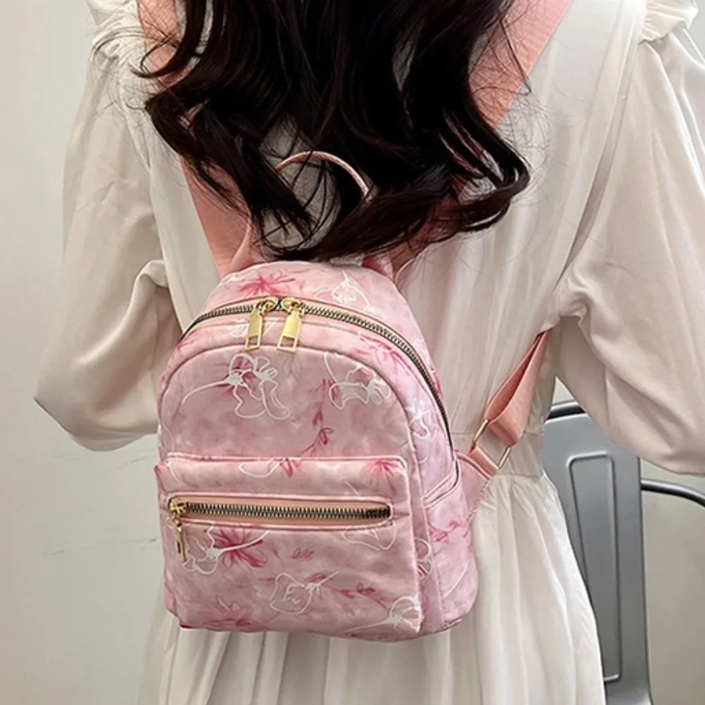 Flower Print Women‘s Backpacks New Nylon Adjustable Strap School Backpack Mini Small Backpack Women